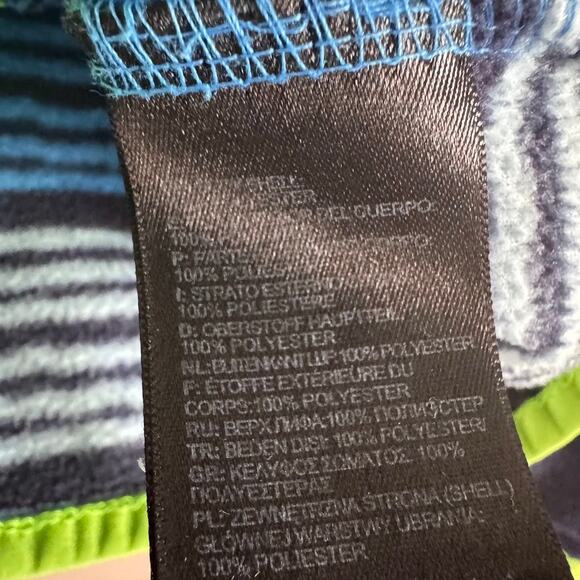 The North Face Infant Glacier Full-Zip Fleece Hoodie Jacket Green Blue Stripes - Picture 2 of 4